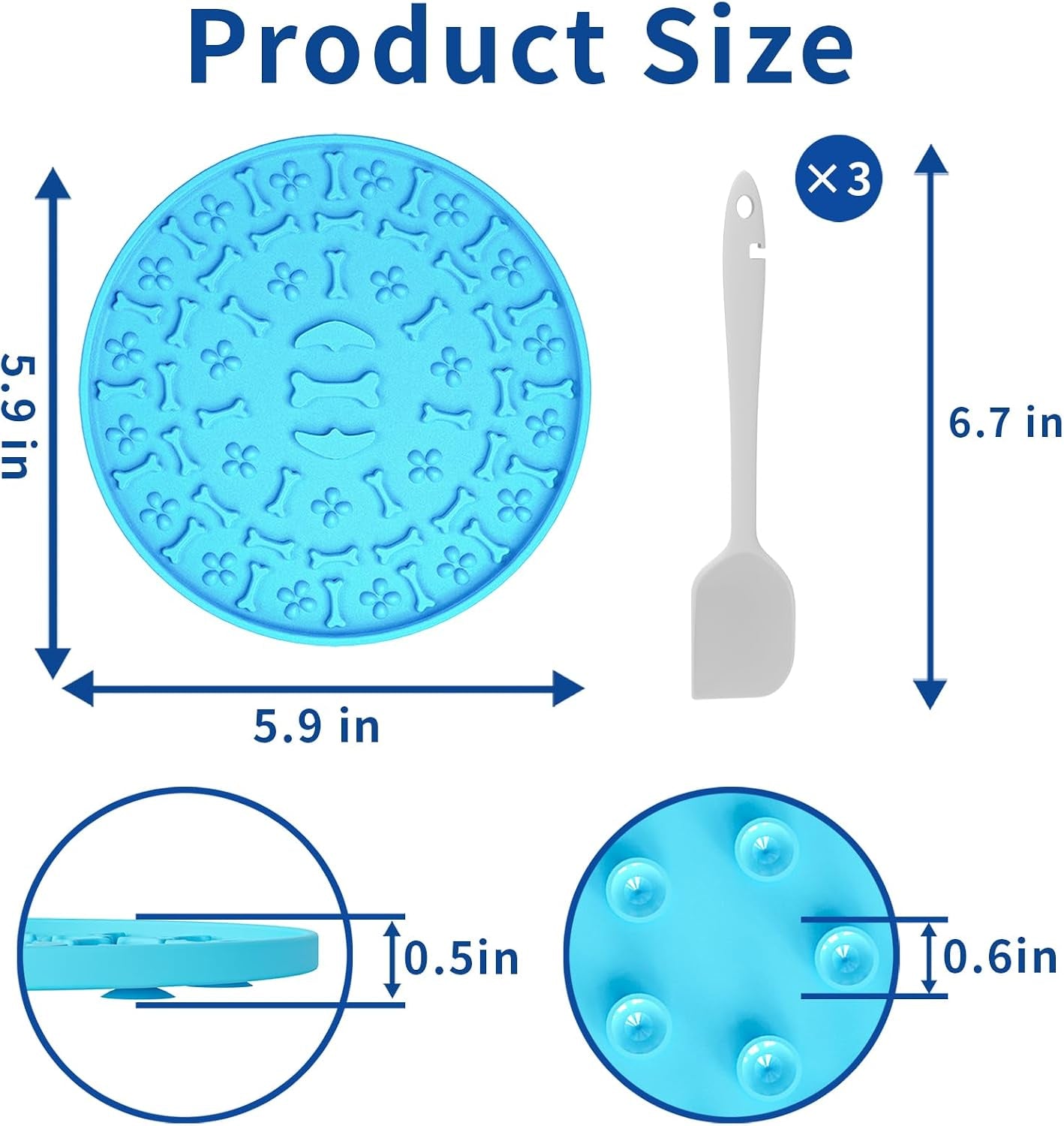 Lick Mat for Dogs & Cats 3 Pack - Silicone Dog Lick Mat with Suction Cups - Anxiety Relief/Promotes Healthy Eating/Frozen & Dishwasher Safe - Pet Peanut Butter Lick Pad (Blue Orange Red)