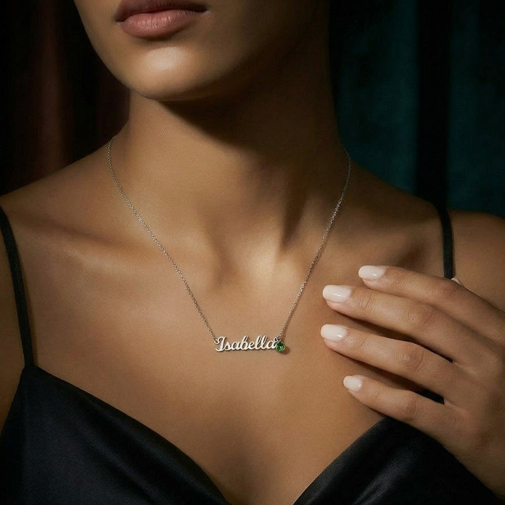 Custom Name Necklace with Birthstone — Personalized Gift