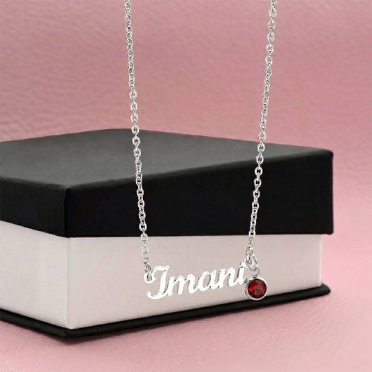 Custom Name Necklace with Birthstone — Personalized Gift
